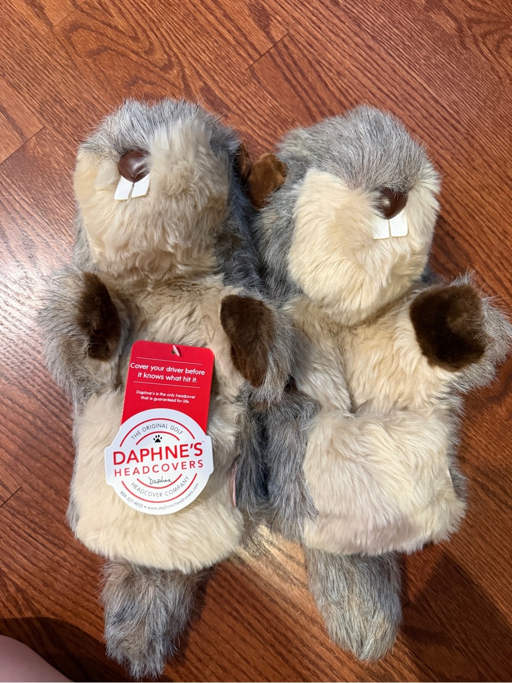 Plush Beaver Headcover Pair in Gray and Cream